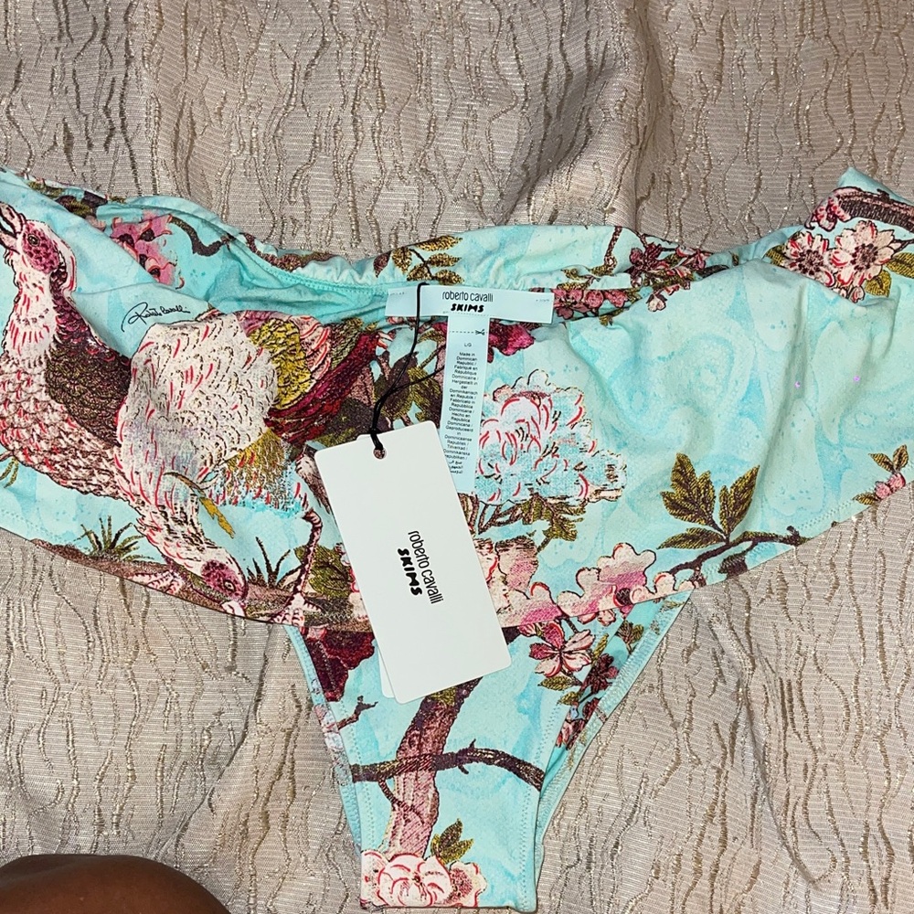 Skims/Roberto Cavalli Light Blue Floral Bikini Bottom